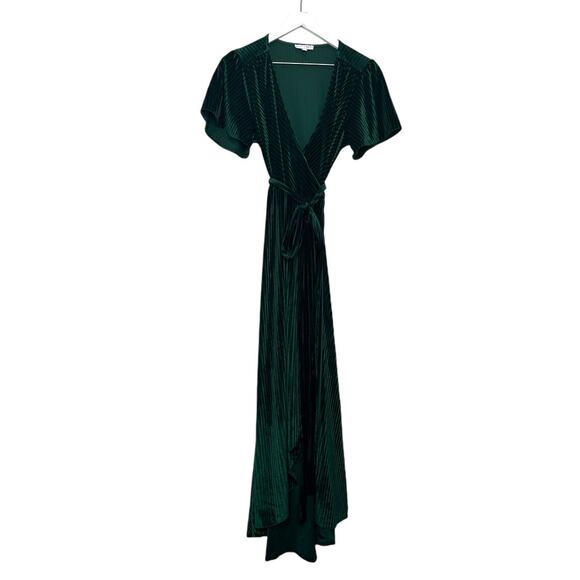 Baltic Born Andi Ribbed Emerald Velvet Wrap Dress Size Small - Picture 1 of 8
